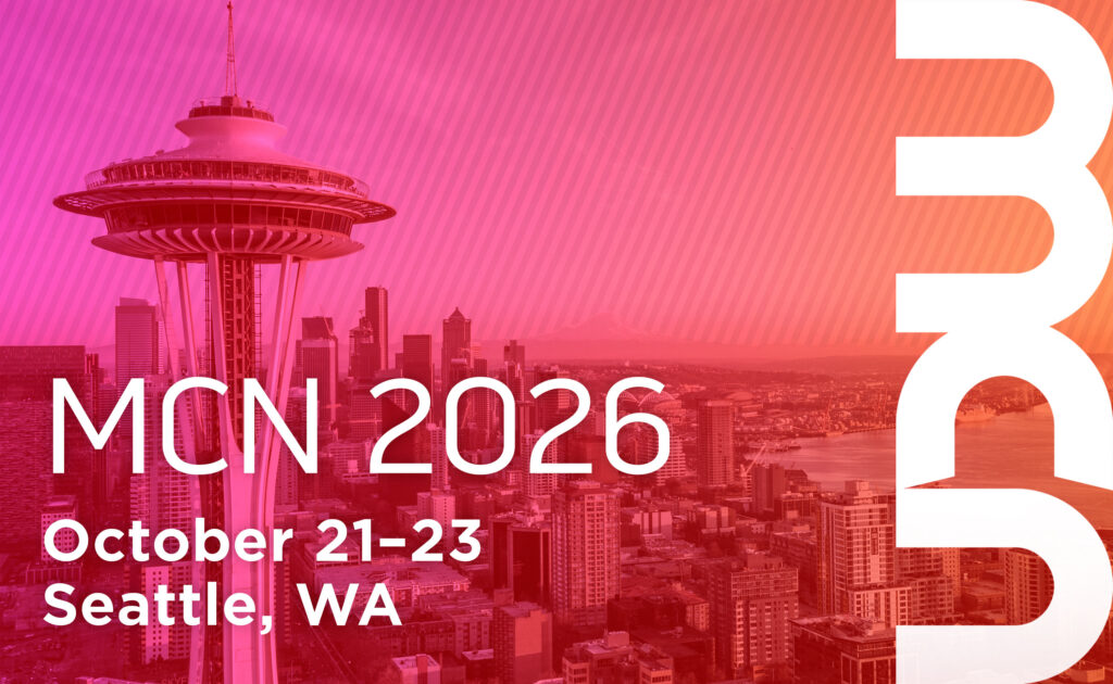Image of the Seattle skyline with text over top reading: MCN 2026, October 21-23, Seattle WA